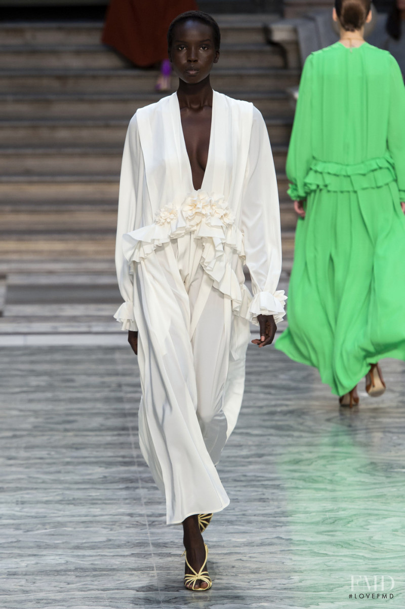 Ajok Madel featured in  the Victoria Beckham fashion show for Spring/Summer 2020