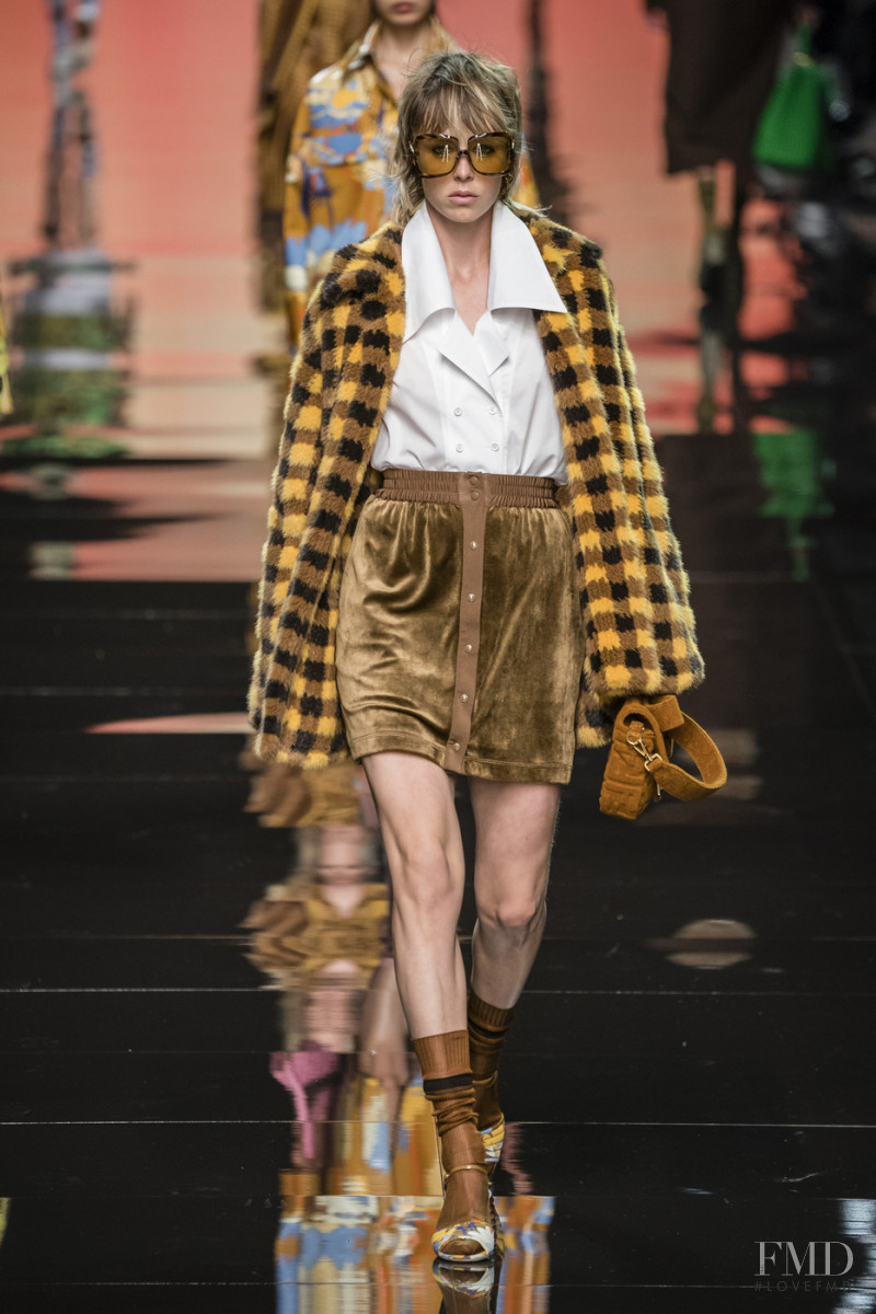 Edie Campbell featured in  the Fendi fashion show for Spring/Summer 2020