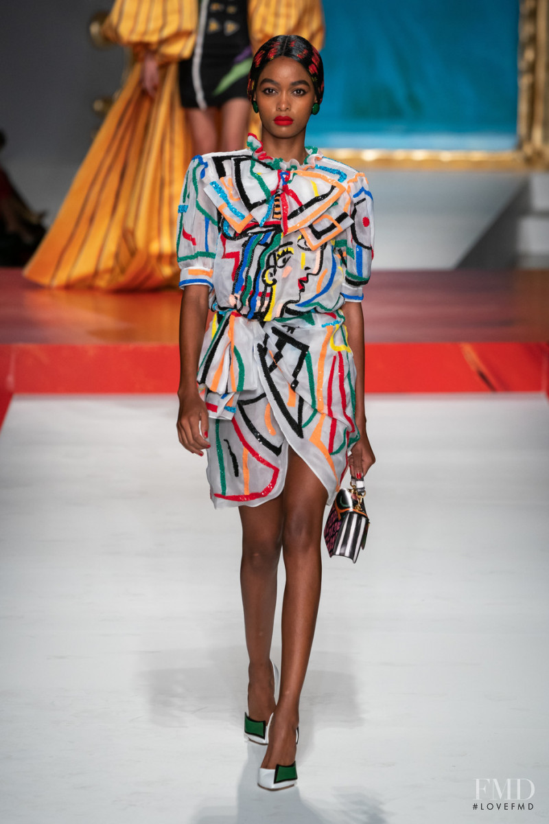 Blesnya Minher featured in  the Moschino fashion show for Spring/Summer 2020