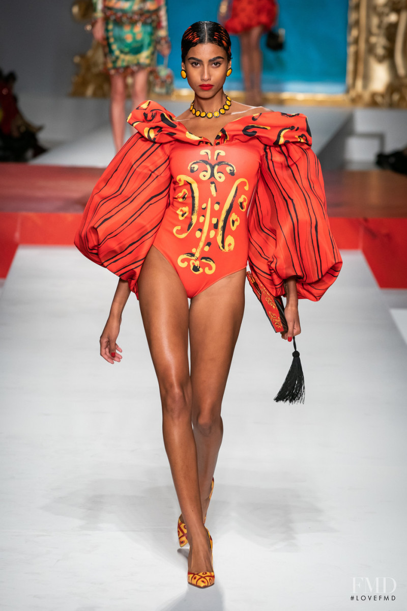 Imaan Hammam featured in  the Moschino fashion show for Spring/Summer 2020
