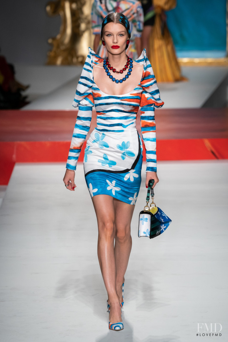 Kris Grikaite featured in  the Moschino fashion show for Spring/Summer 2020
