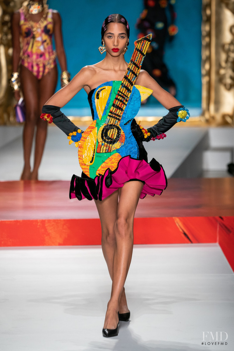 Yasmin Wijnaldum featured in  the Moschino fashion show for Spring/Summer 2020