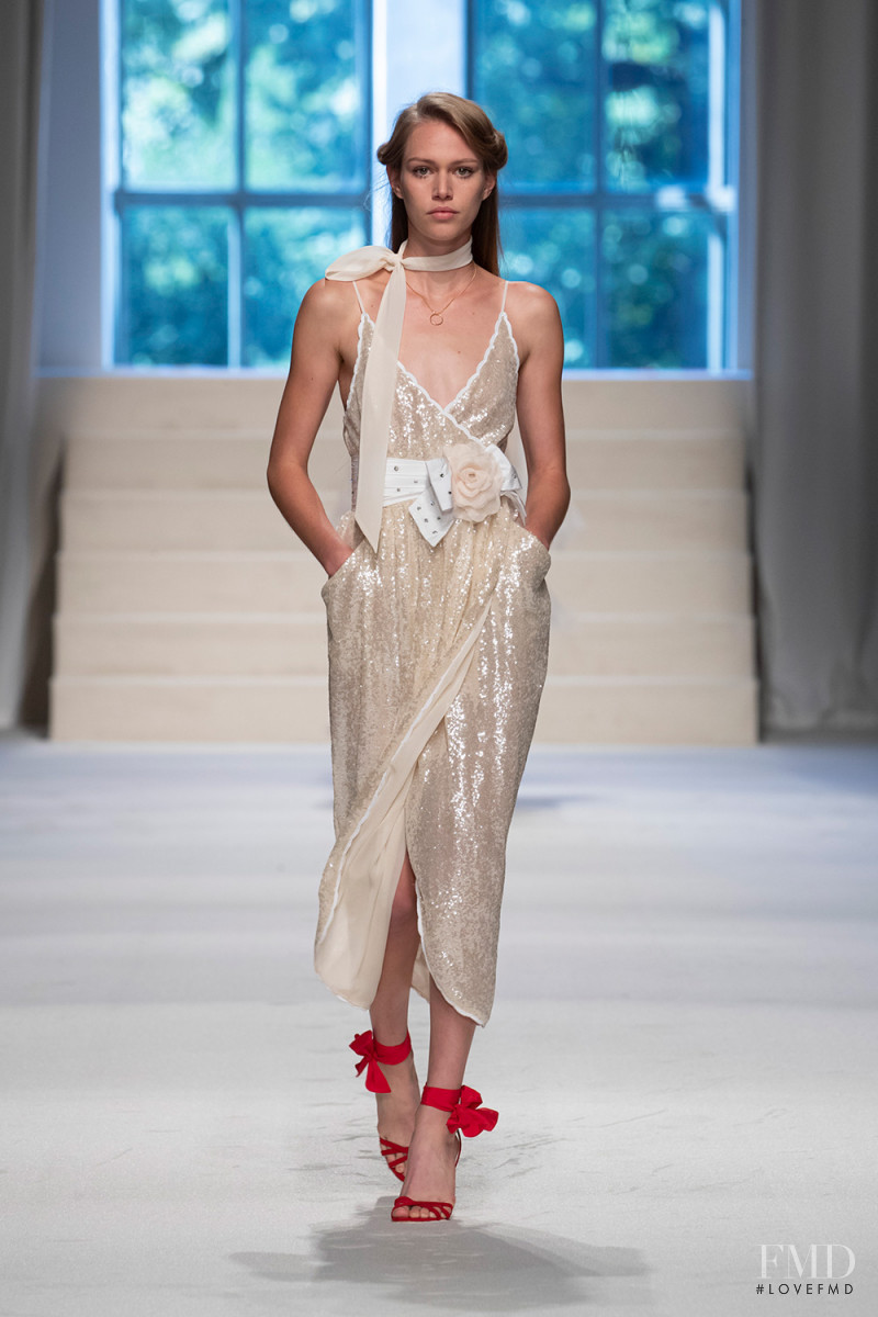 Nikki McGuire featured in  the Philosophy di Lorenzo Serafini fashion show for Spring/Summer 2020
