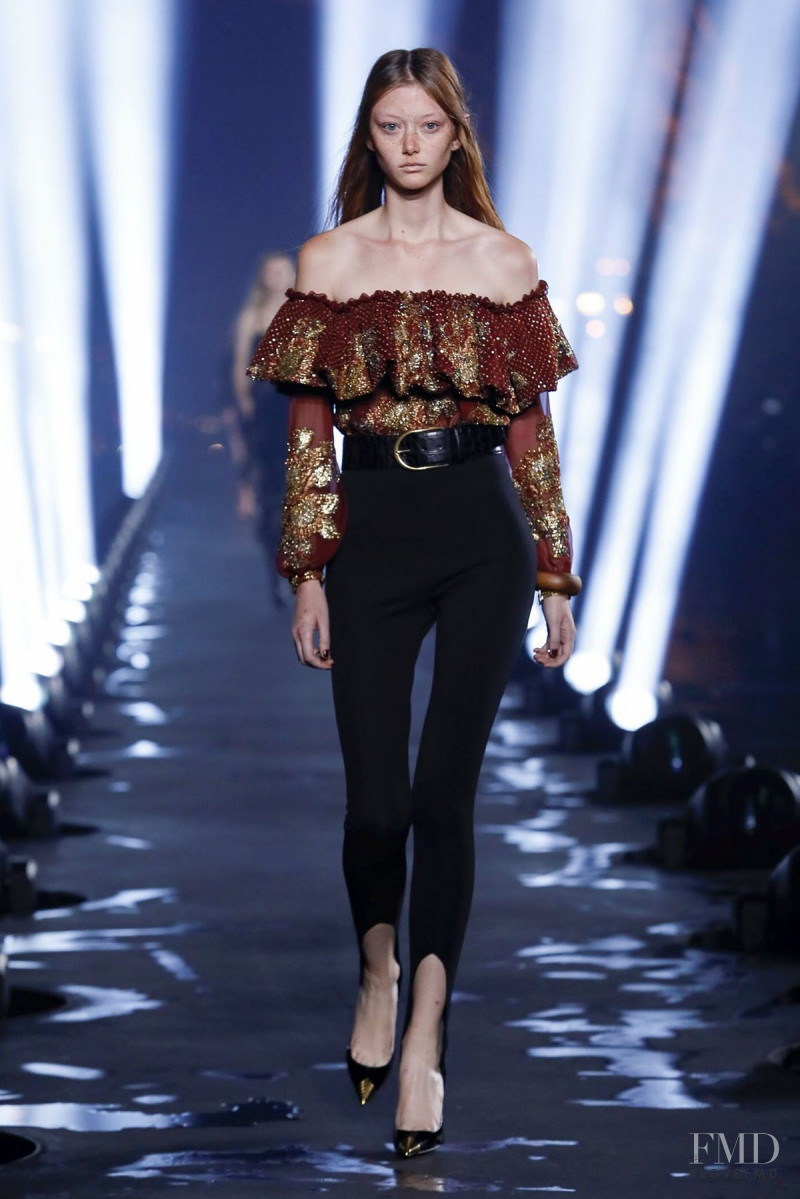 Sara Grace Wallerstedt featured in  the Saint Laurent fashion show for Spring/Summer 2020