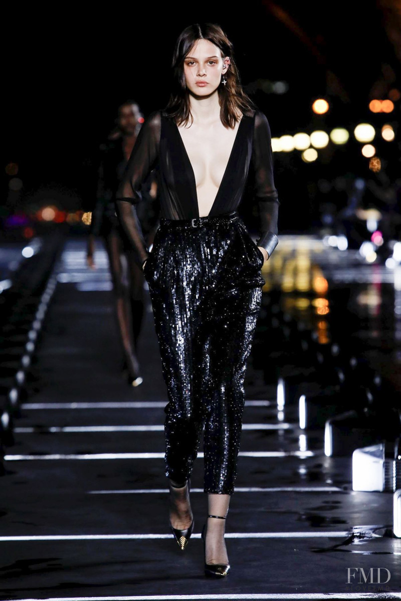 Mag Cysewska featured in  the Saint Laurent fashion show for Spring/Summer 2020
