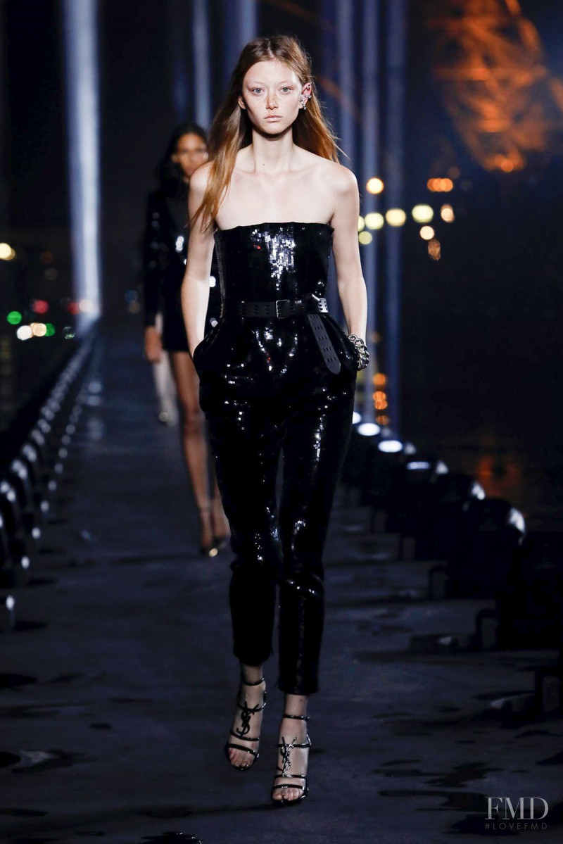 Sara Grace Wallerstedt featured in  the Saint Laurent fashion show for Spring/Summer 2020