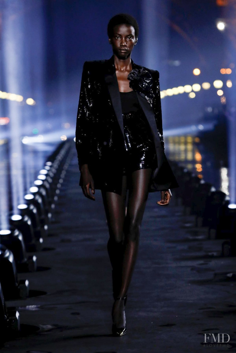 Anok Yai featured in  the Saint Laurent fashion show for Spring/Summer 2020