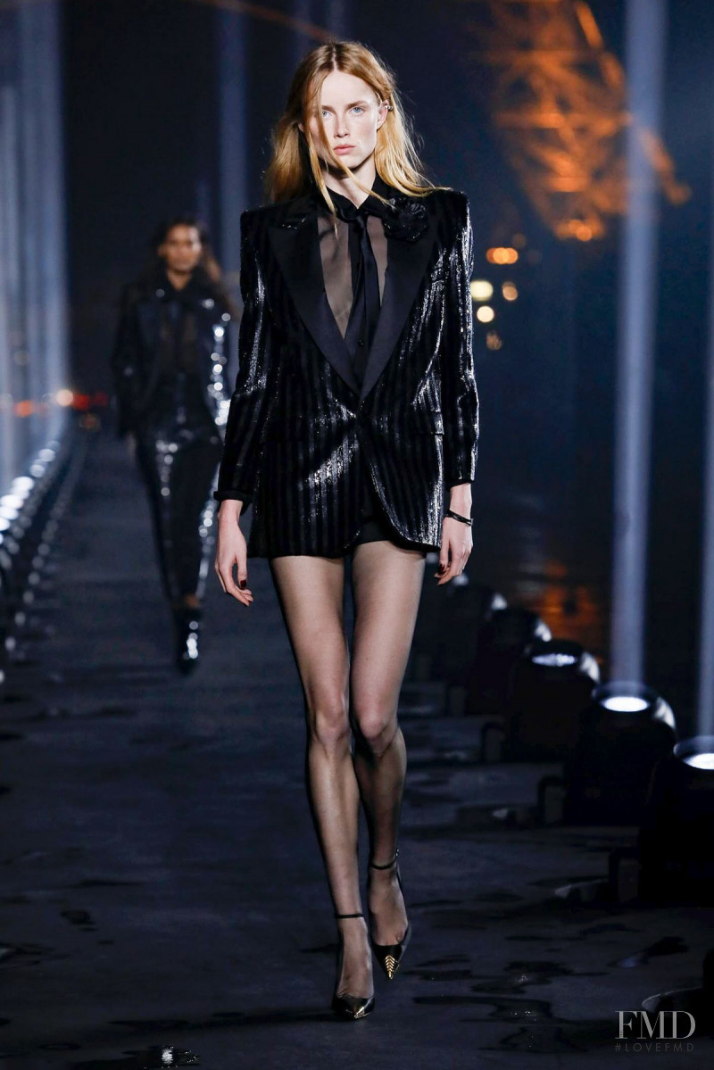 Rianne Van Rompaey featured in  the Saint Laurent fashion show for Spring/Summer 2020