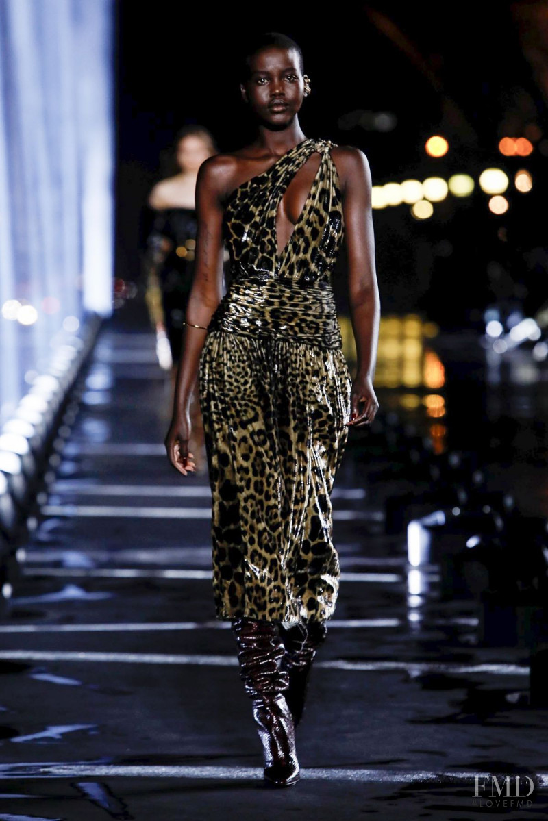 Adut Akech Bior featured in  the Saint Laurent fashion show for Spring/Summer 2020