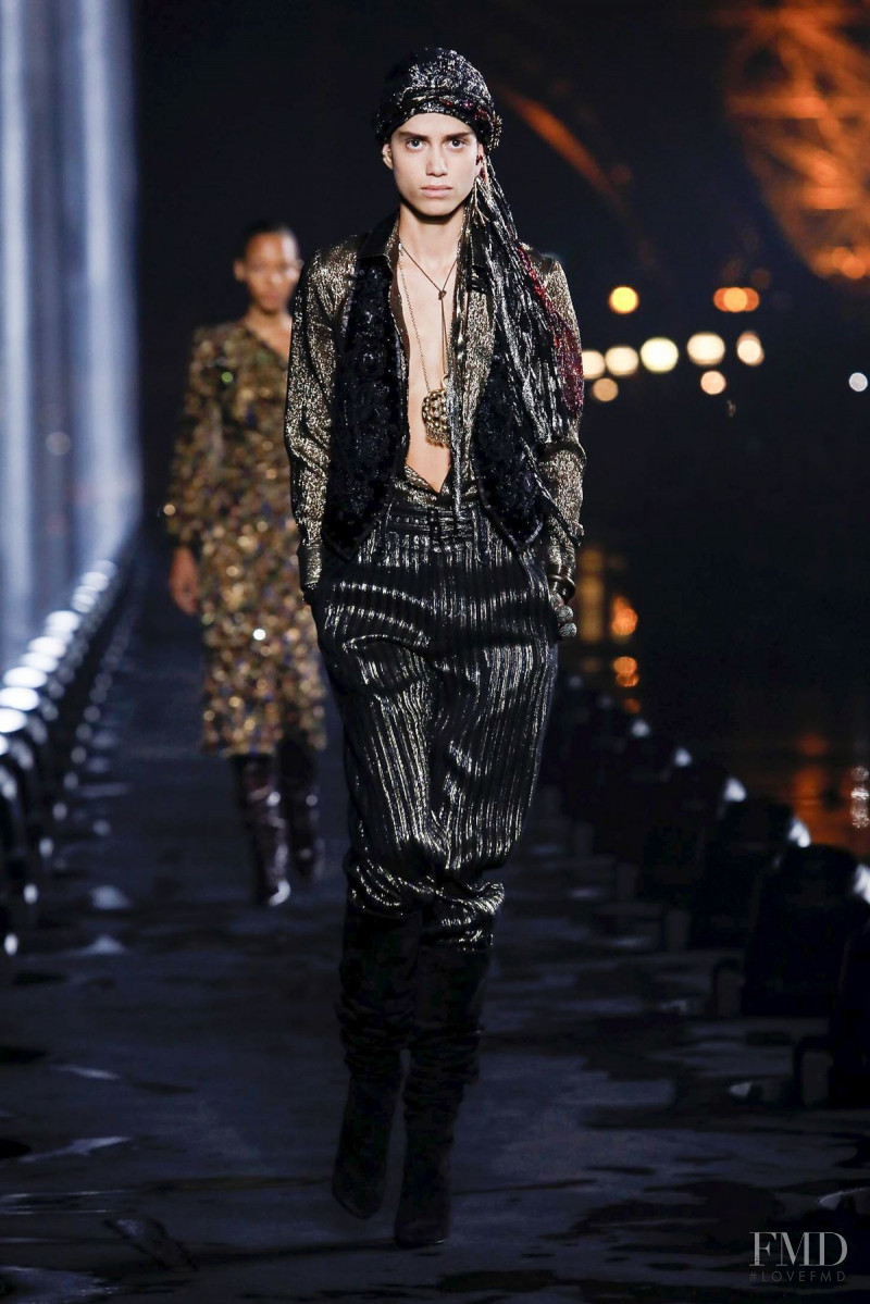 Anna Herrera featured in  the Saint Laurent fashion show for Spring/Summer 2020