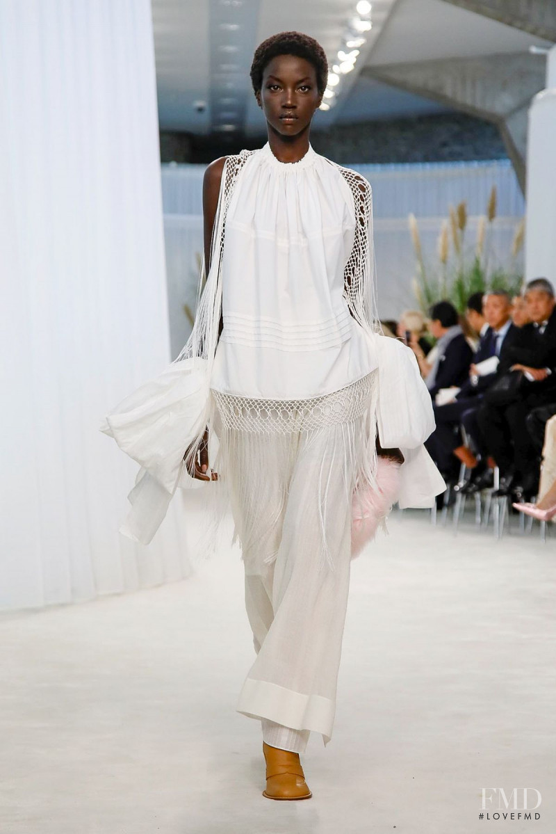 Anok Yai featured in  the Loewe fashion show for Spring/Summer 2020