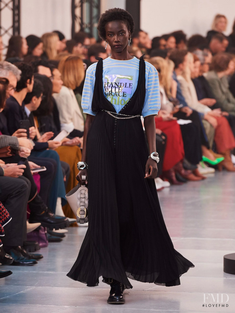 Anok Yai featured in  the Chloe fashion show for Spring/Summer 2020