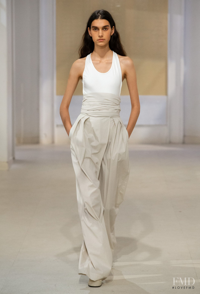 Eugenia Dubinova featured in  the Christophe Lemaire fashion show for Spring/Summer 2020