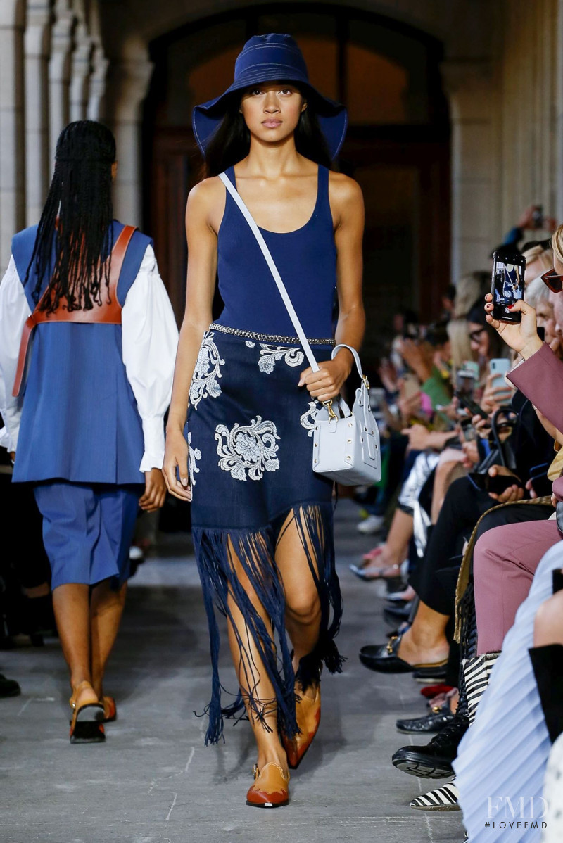 Mara Kasanpawiro featured in  the Cedric Charlier fashion show for Spring/Summer 2020