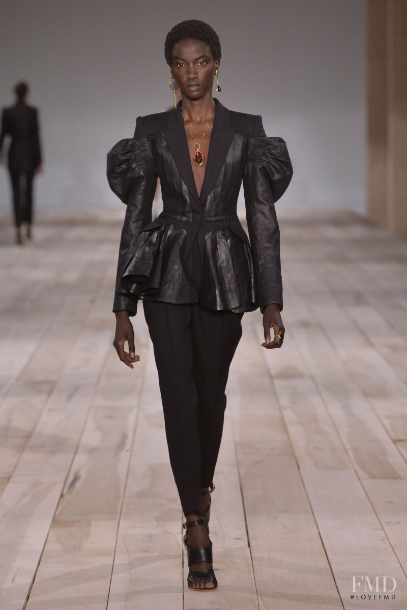 Anok Yai featured in  the Alexander McQueen fashion show for Spring/Summer 2020