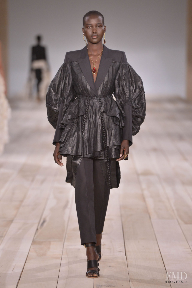 Adut Akech Bior featured in  the Alexander McQueen fashion show for Spring/Summer 2020