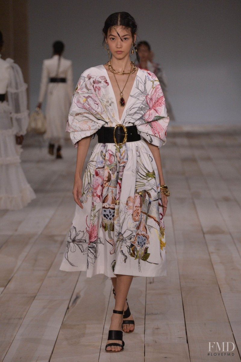 Mika Schneider featured in  the Alexander McQueen fashion show for Spring/Summer 2020