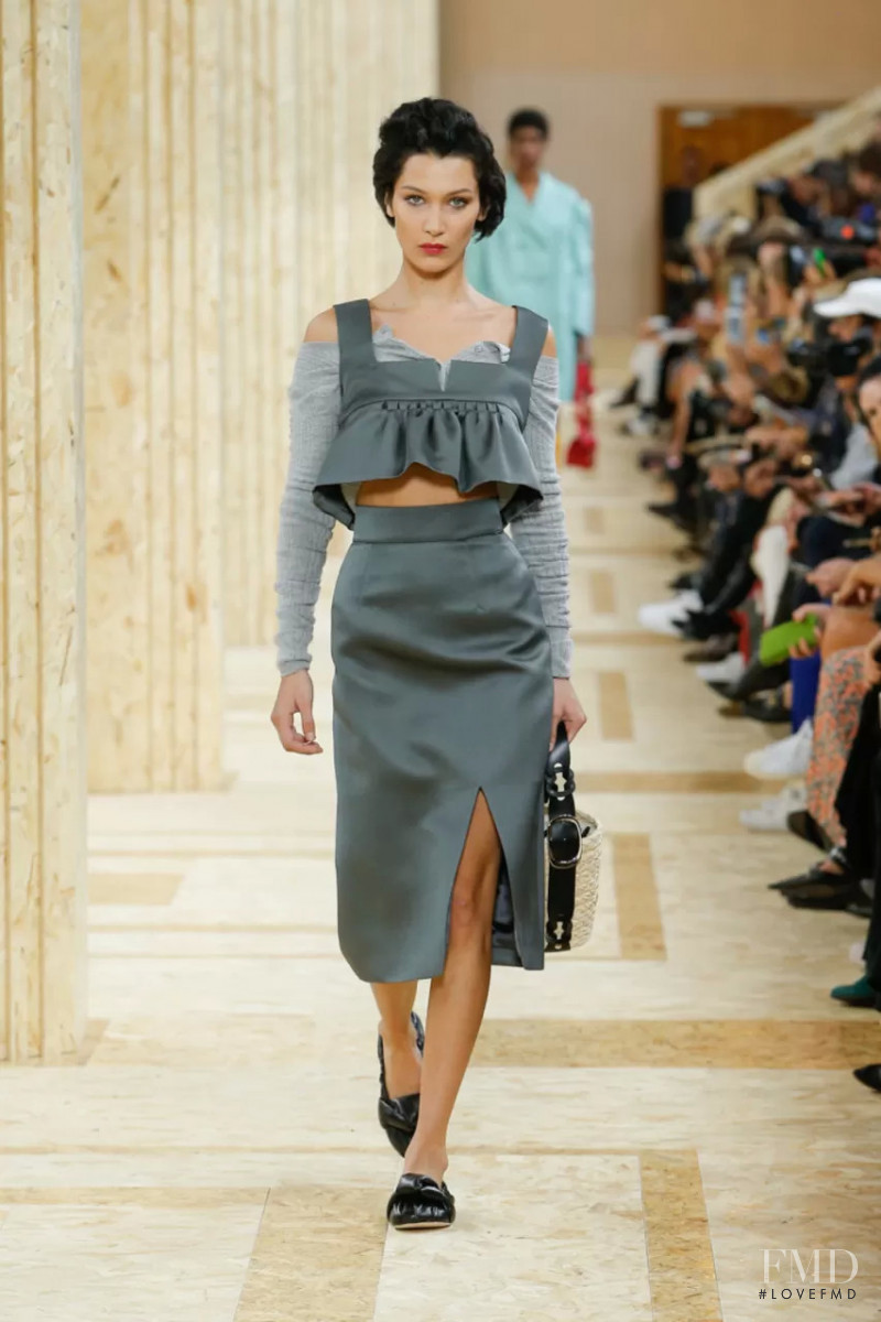 Bella Hadid featured in  the Miu Miu fashion show for Spring/Summer 2020