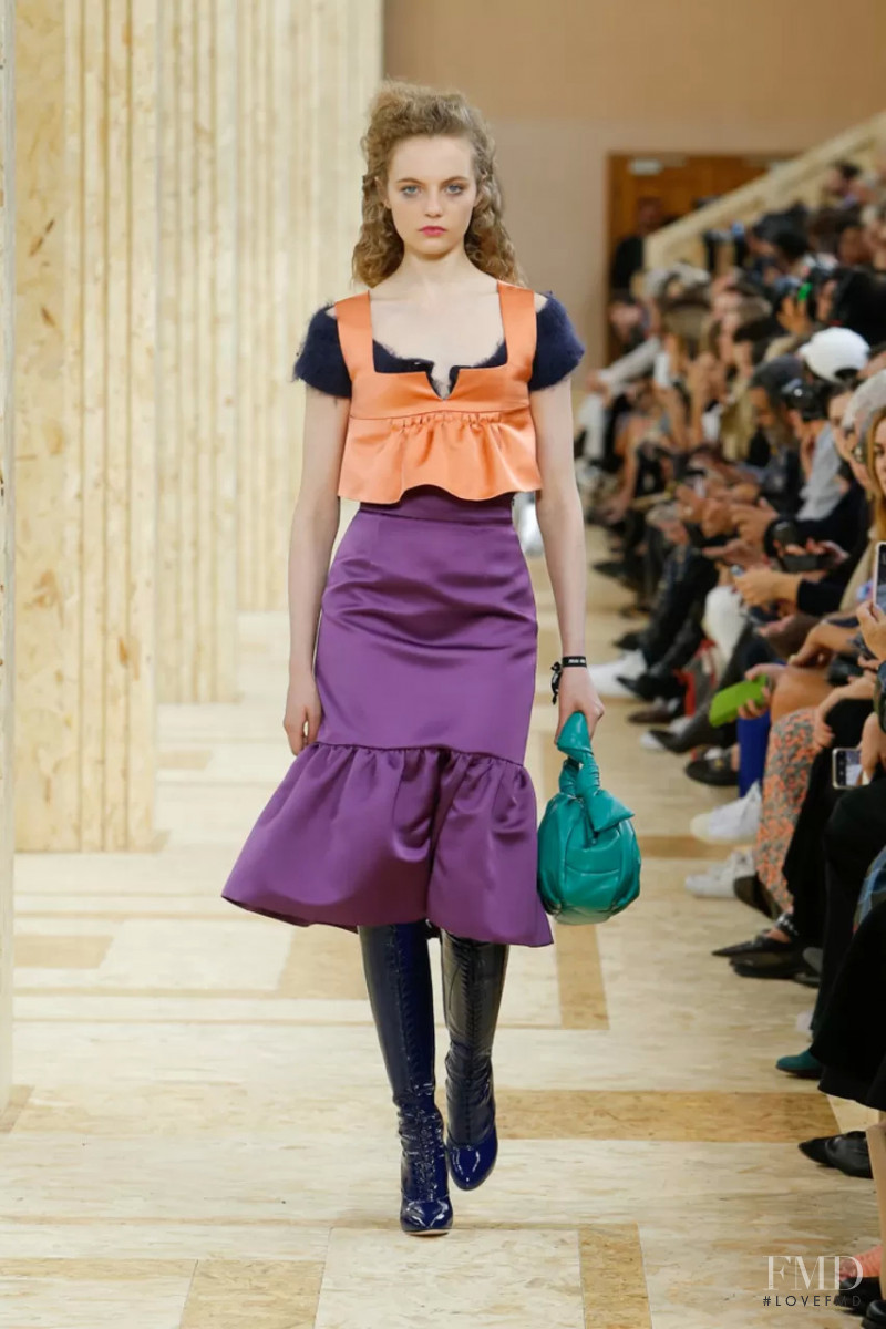 Fran Summers featured in  the Miu Miu fashion show for Spring/Summer 2020