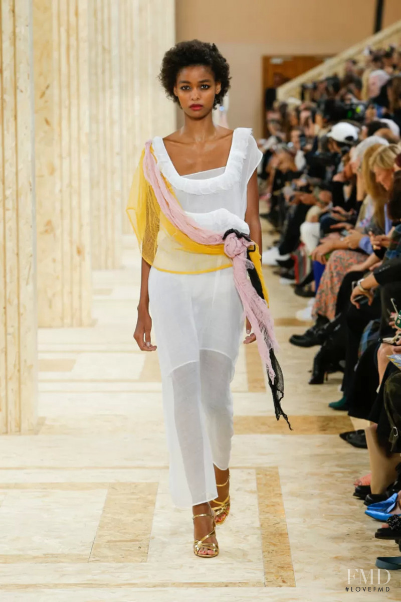 Blesnya Minher featured in  the Miu Miu fashion show for Spring/Summer 2020