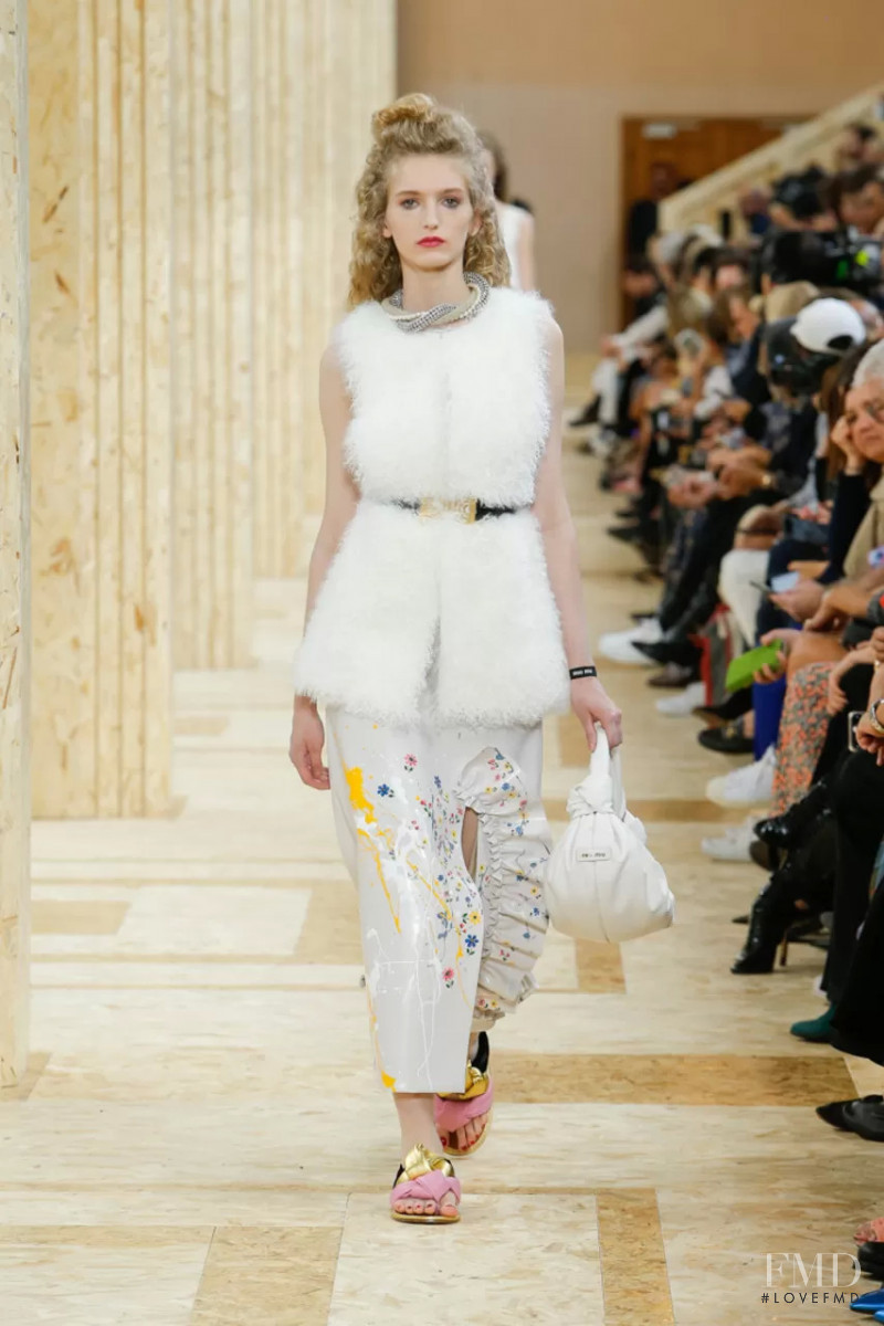 Mia Brammer featured in  the Miu Miu fashion show for Spring/Summer 2020