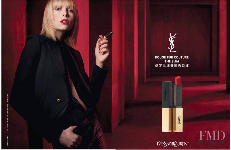 Edie Campbell featured in  the YSL Beauty Rouge Pur Couture The Slim advertisement for Autumn/Winter 2019