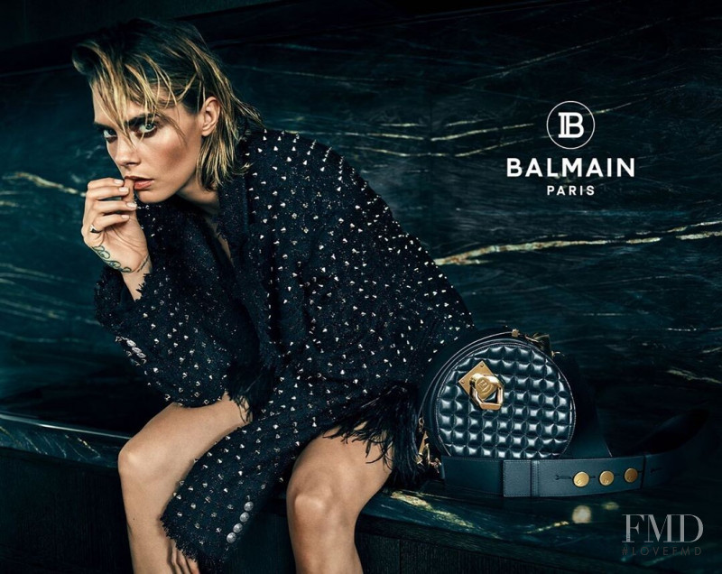 Cara Delevingne featured in  the Balmain advertisement for Autumn/Winter 2019