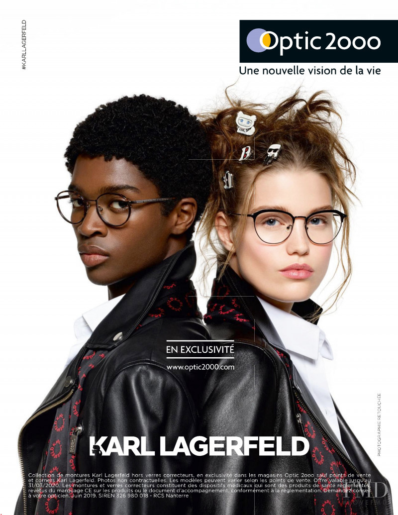 Luna Bijl featured in  the Karl Lagerfeld Eyewear advertisement for Autumn/Winter 2019
