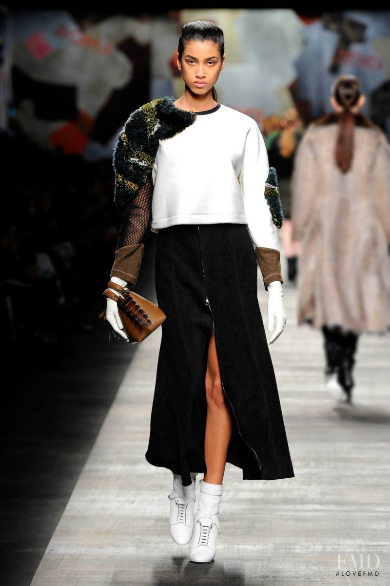 Imaan Hammam featured in  the Fendi fashion show for Autumn/Winter 2014
