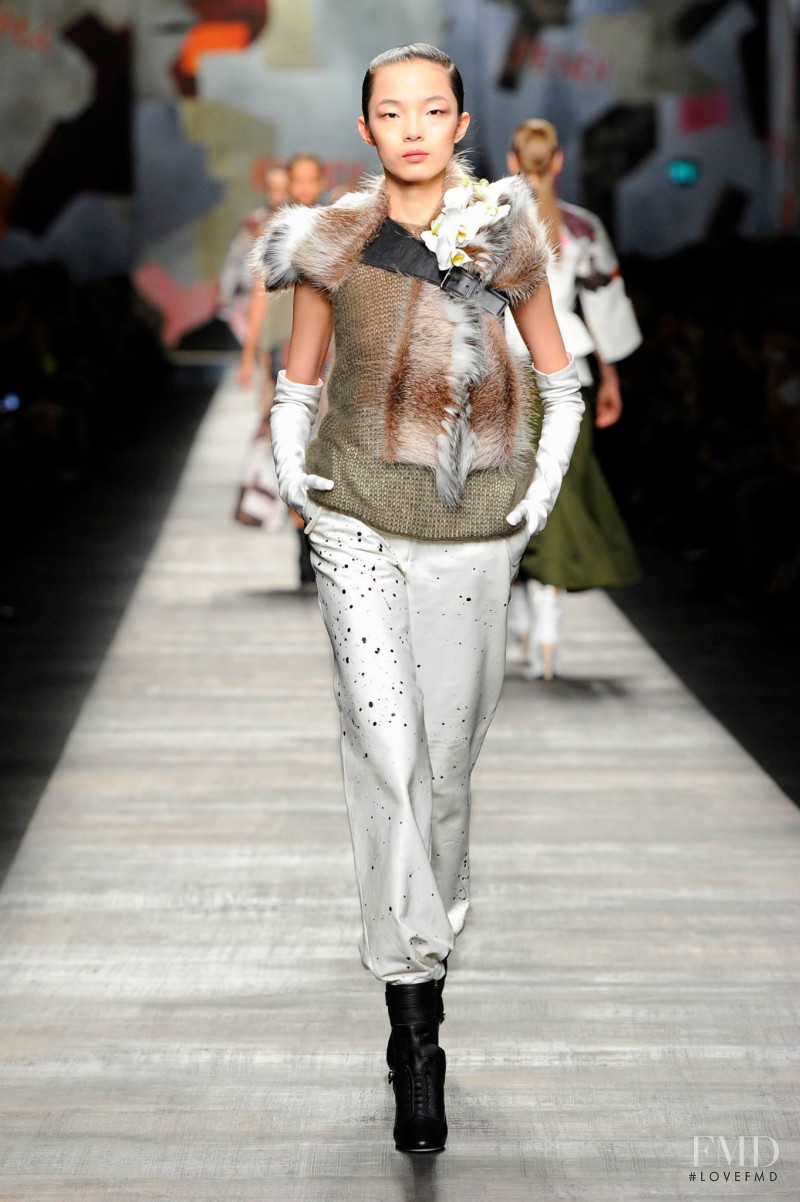 Xiao Wen Ju featured in  the Fendi fashion show for Autumn/Winter 2014