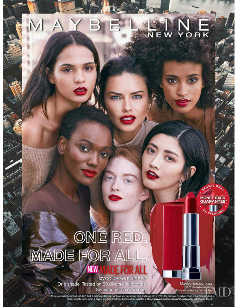 Adriana Lima featured in  the Maybelline advertisement for Autumn/Winter 2019
