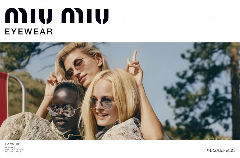 Adut Akech Bior featured in  the Miu Miu Eyewear advertisement for Autumn/Winter 2019