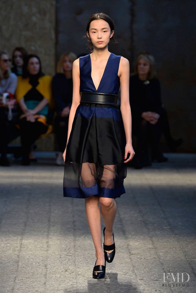 Xiao Wen Ju featured in  the Sportmax fashion show for Autumn/Winter 2014