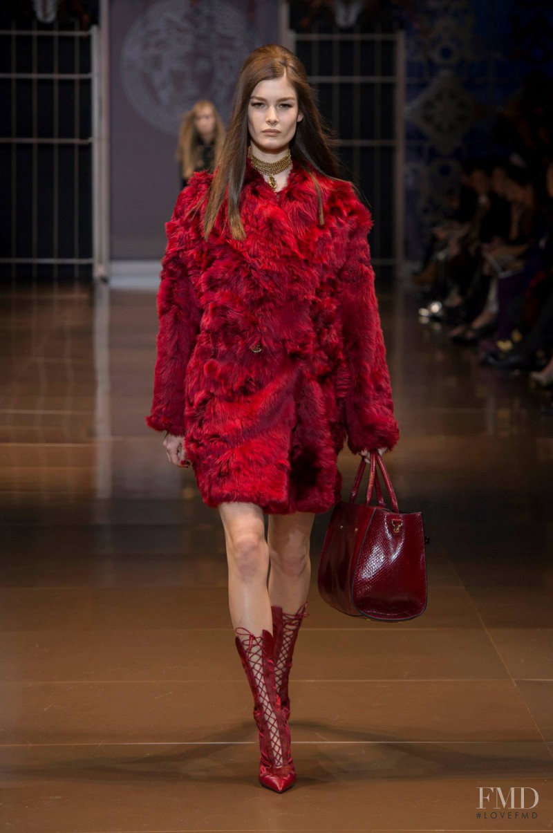 Ophélie Guillermand featured in  the Versace fashion show for Autumn/Winter 2014