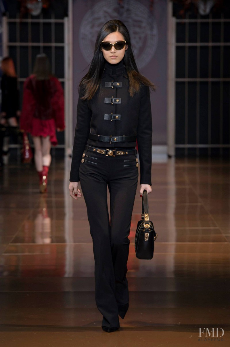 Tian Yi featured in  the Versace fashion show for Autumn/Winter 2014