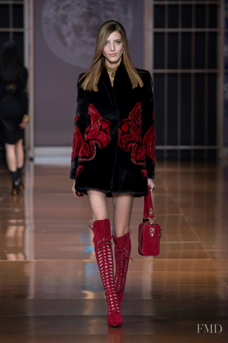 Iris Egbers featured in  the Versace fashion show for Autumn/Winter 2014
