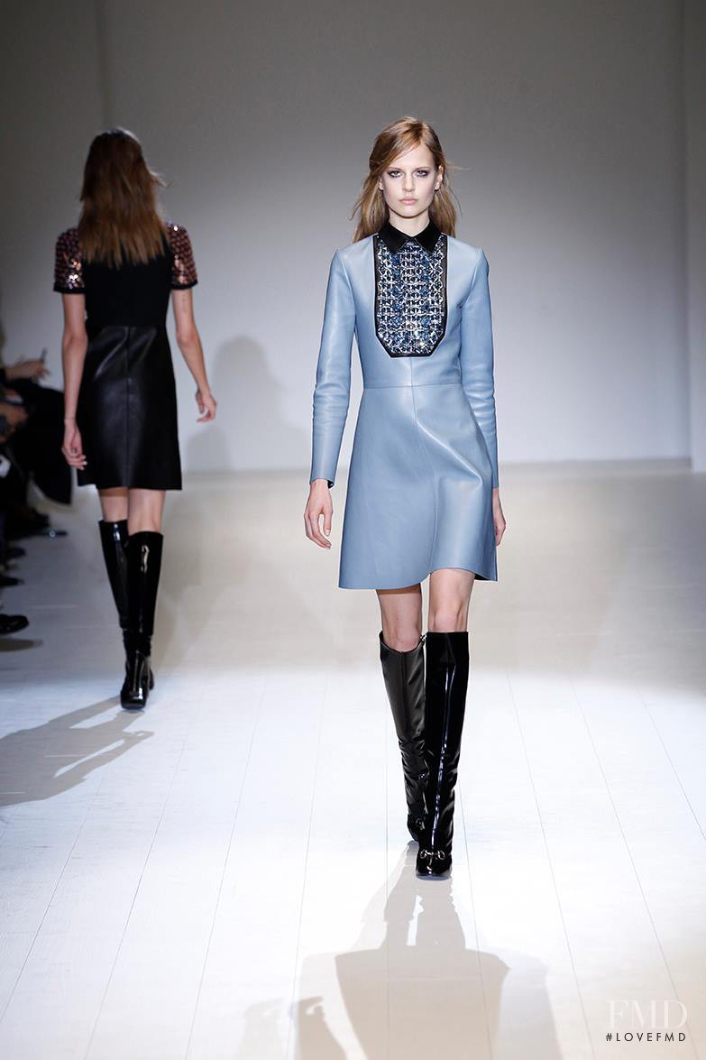 Elisabeth Erm featured in  the Gucci Boyish Romanticism fashion show for Autumn/Winter 2014