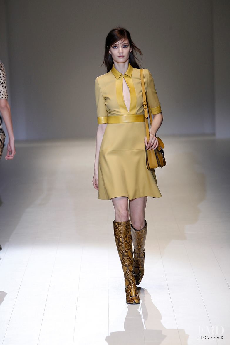 Diana Moldovan featured in  the Gucci Boyish Romanticism fashion show for Autumn/Winter 2014