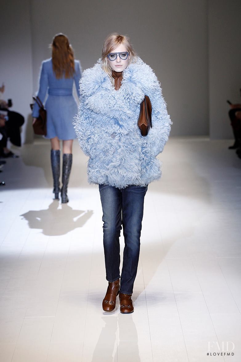 Julia Nobis featured in  the Gucci Boyish Romanticism fashion show for Autumn/Winter 2014