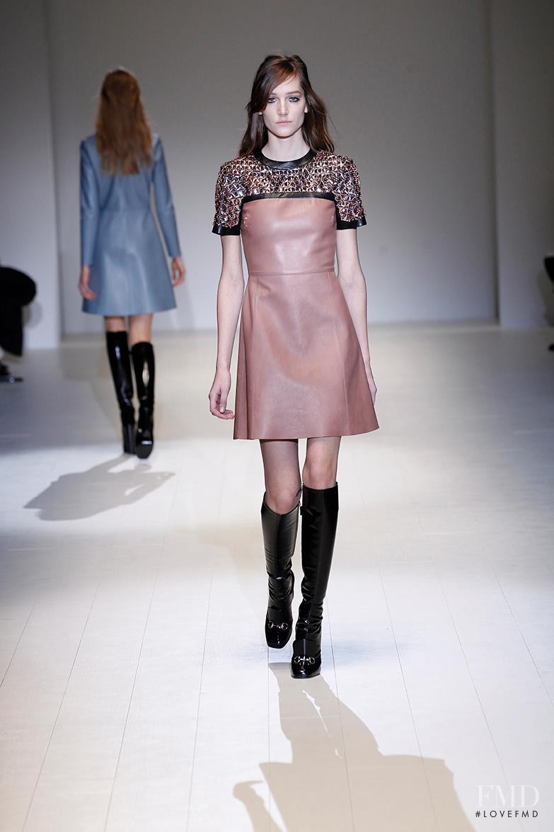Joséphine Le Tutour featured in  the Gucci Boyish Romanticism fashion show for Autumn/Winter 2014