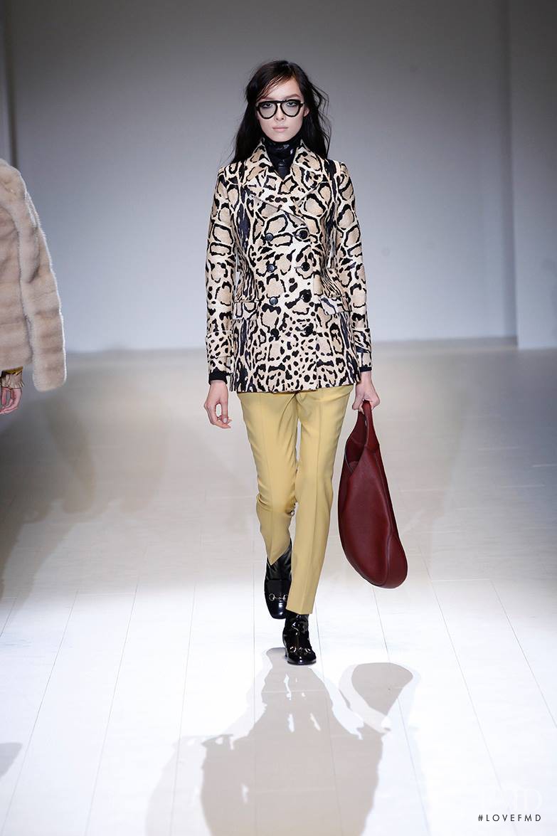 Fei Fei Sun featured in  the Gucci Boyish Romanticism fashion show for Autumn/Winter 2014