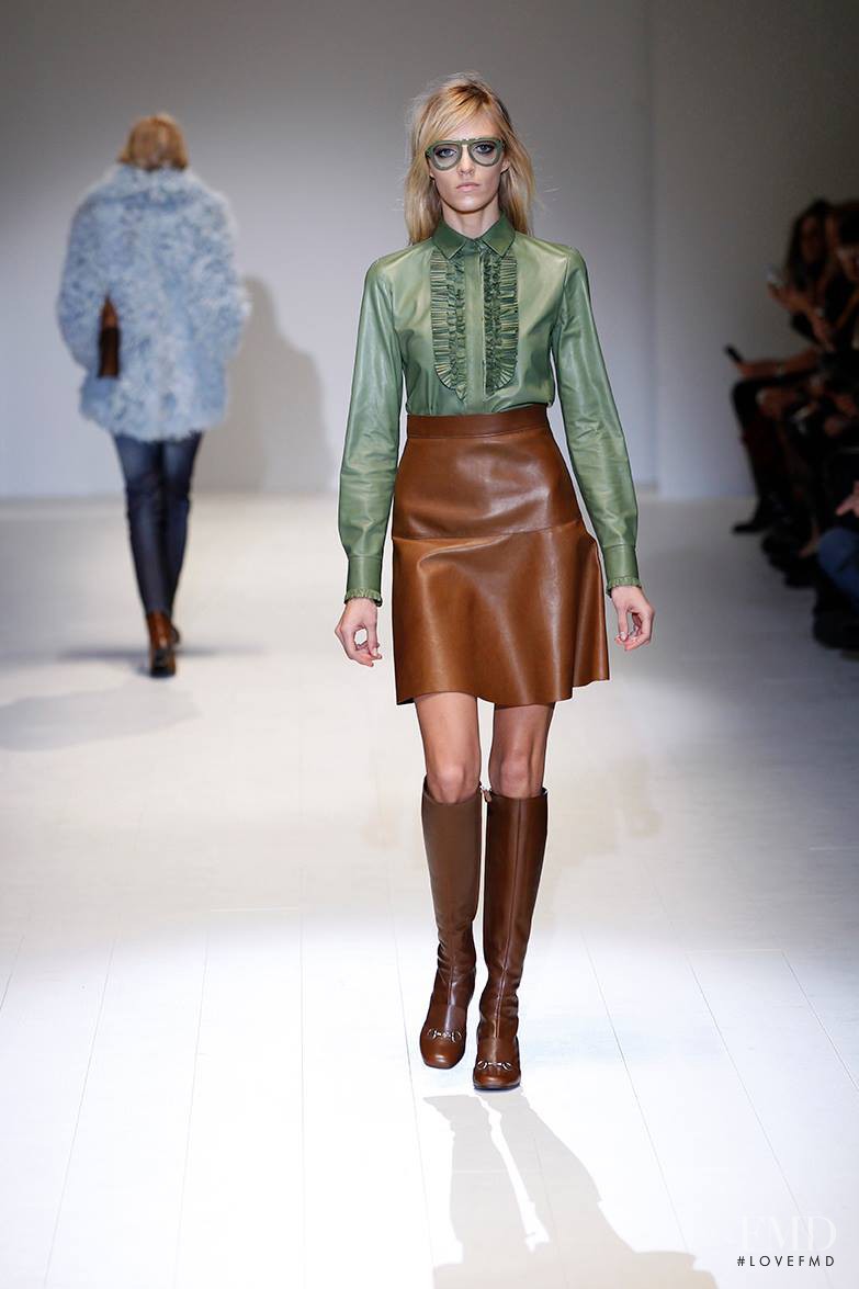 Anja Rubik featured in  the Gucci Boyish Romanticism fashion show for Autumn/Winter 2014