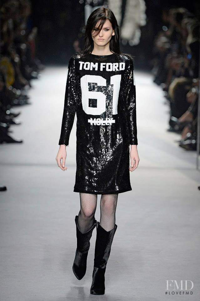Katlin Aas featured in  the Tom Ford fashion show for Autumn/Winter 2014