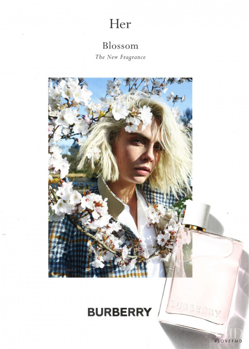 Cara Delevingne featured in  the Burberry Fragrance Her Blossom advertisement for Autumn/Winter 2019