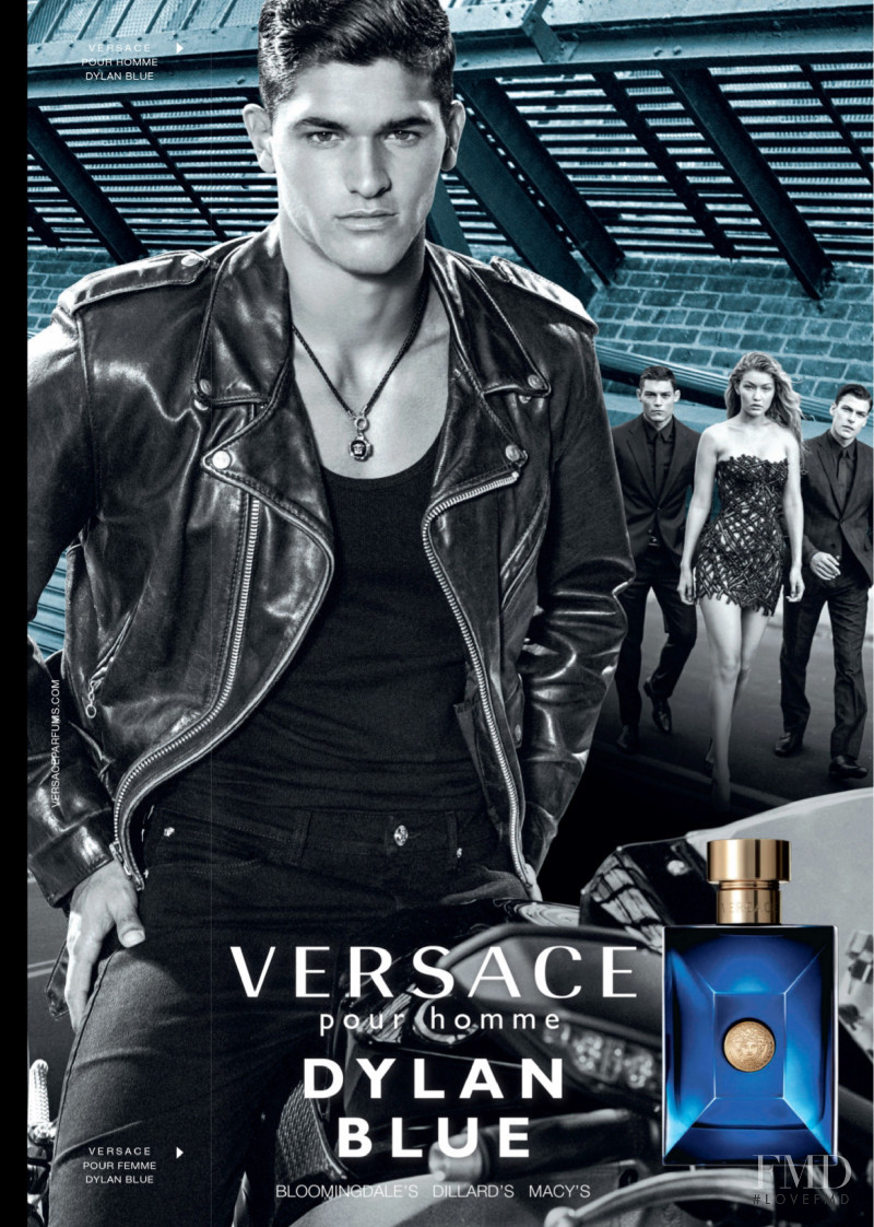Gigi Hadid featured in  the Versace Fragrance Dylan Blue advertisement for Autumn/Winter 2019