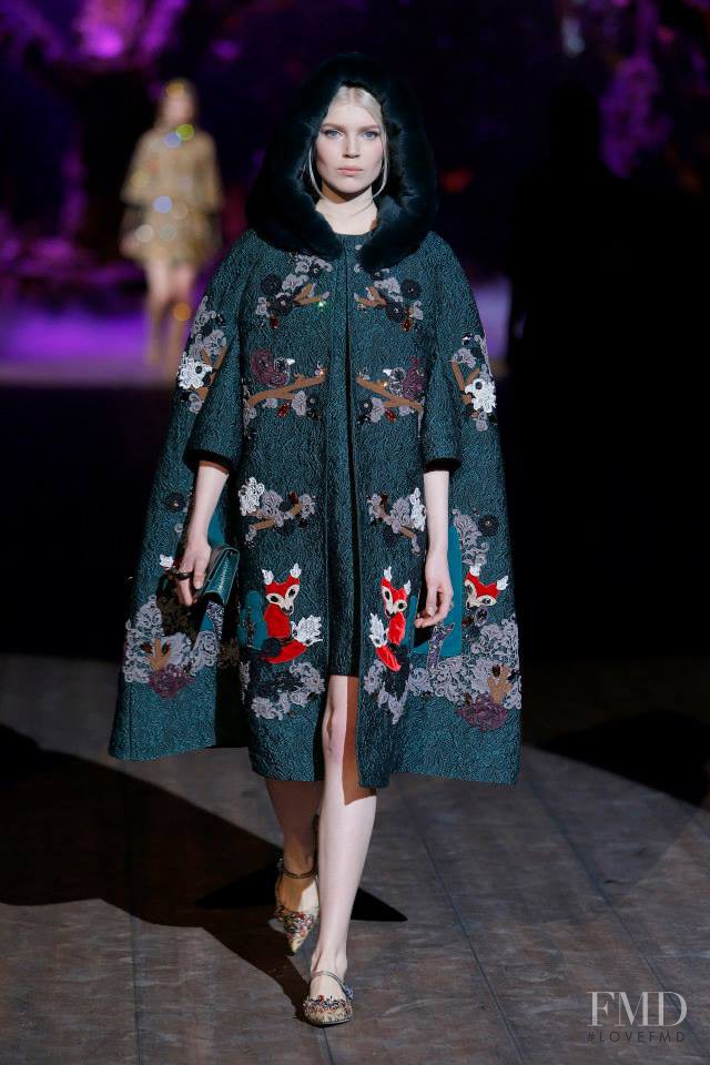 Ola Rudnicka featured in  the Dolce & Gabbana fashion show for Autumn/Winter 2014