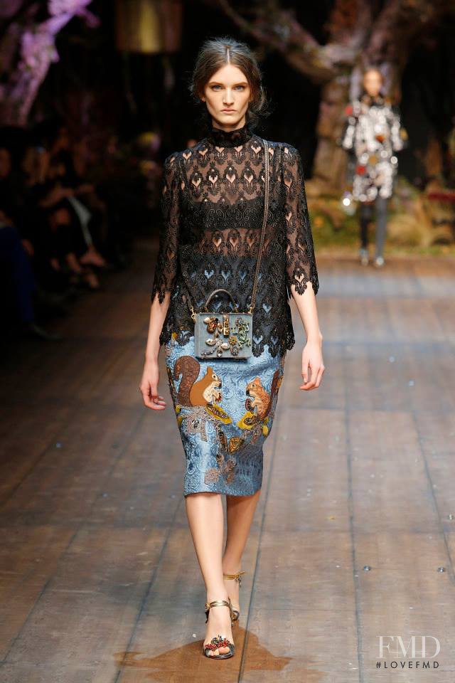 Carly Moore featured in  the Dolce & Gabbana fashion show for Autumn/Winter 2014