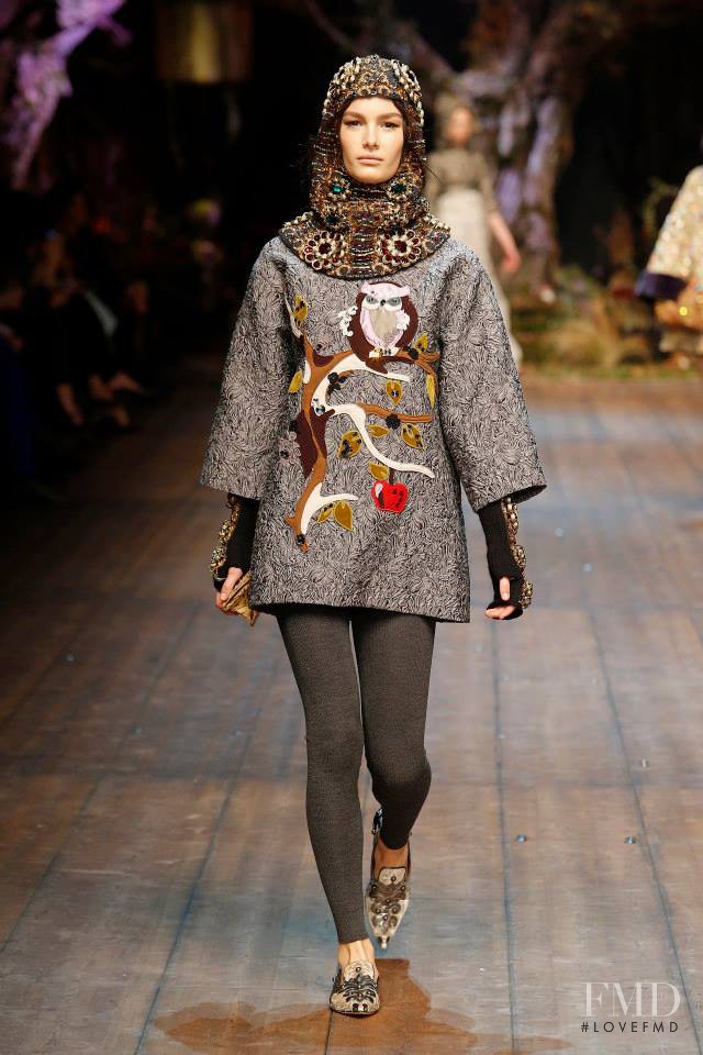 Ophélie Guillermand featured in  the Dolce & Gabbana fashion show for Autumn/Winter 2014