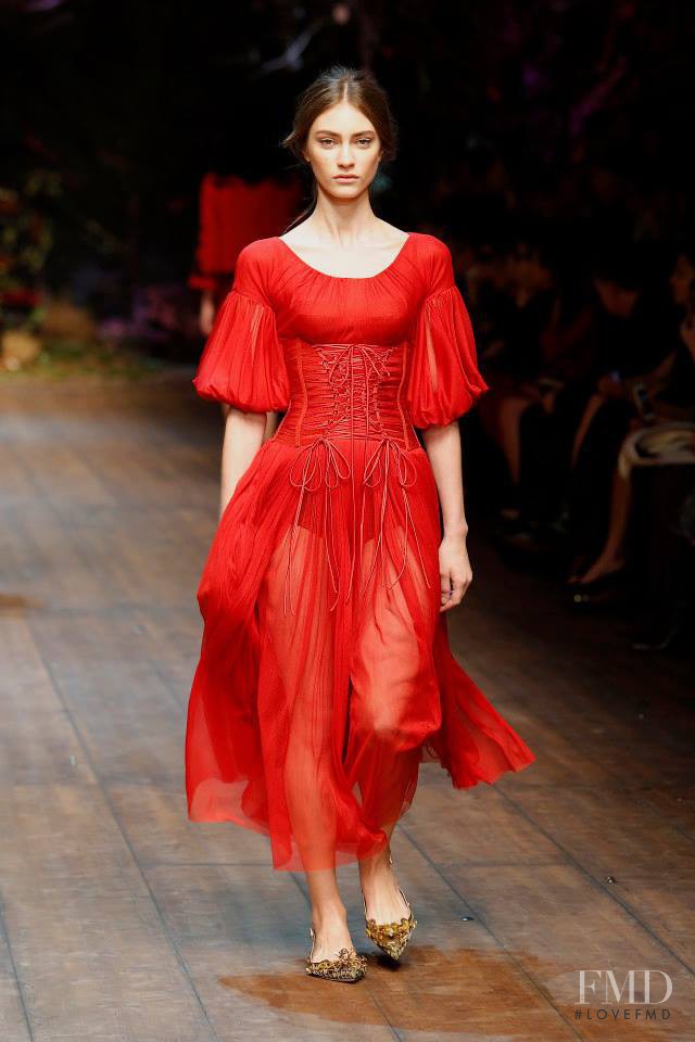 Marine Deleeuw featured in  the Dolce & Gabbana fashion show for Autumn/Winter 2014