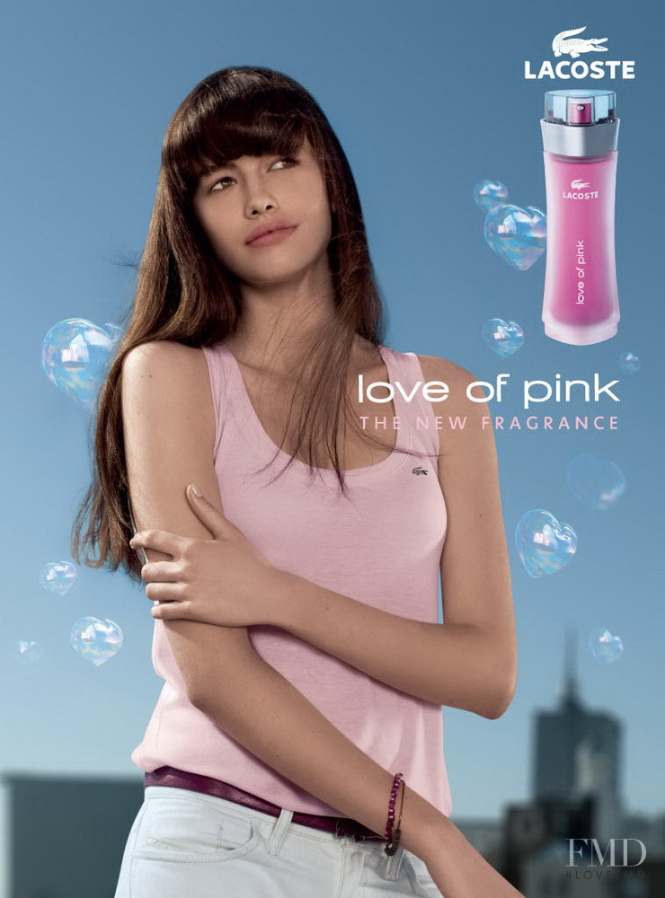 Sarah Stephens featured in  the Lacoste Love of Pink Fragrance advertisement for Spring/Summer 2009